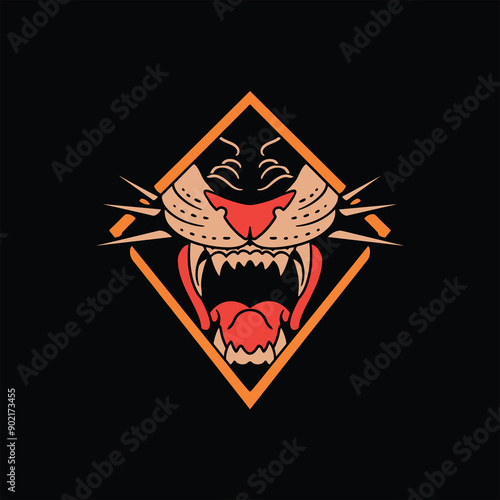 panther tattoo illustration vector design