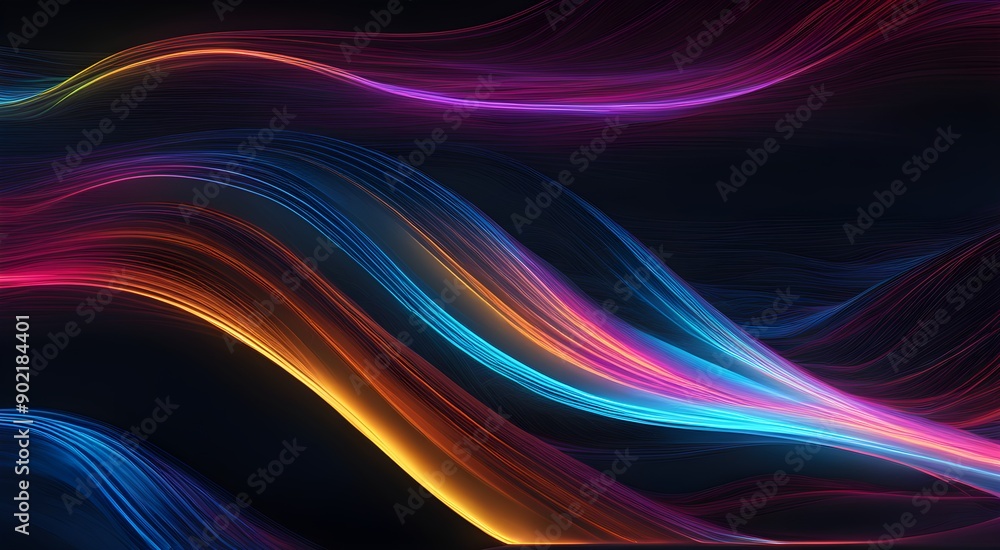 Naklejka premium A colorful wave pattern with a dark background