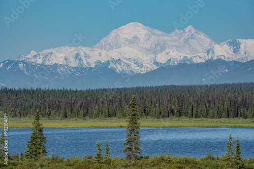 George Parks Highway, Cantwell, Alaska. Denali / Mount McKinley,  is the highest mountain peak in North America
 photo