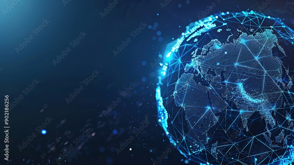 Obraz premium Wonderful A globe covered with wireless network and data cityscape concept of modern city Connection