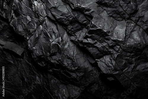 Black dark textured rock surface, natural patterns background.