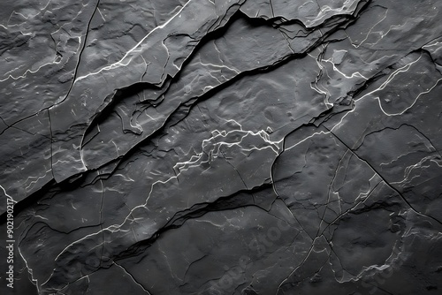 Black dark textured rock surface, natural patterns background.