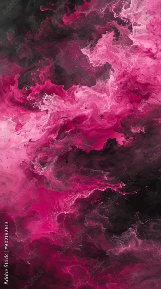 Fototapeta premium Abstract pink and black ink swirl with smoky effect