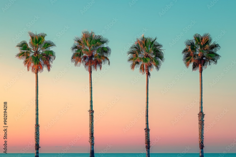 Obraz premium Palm Trees Silhouette at Sunset