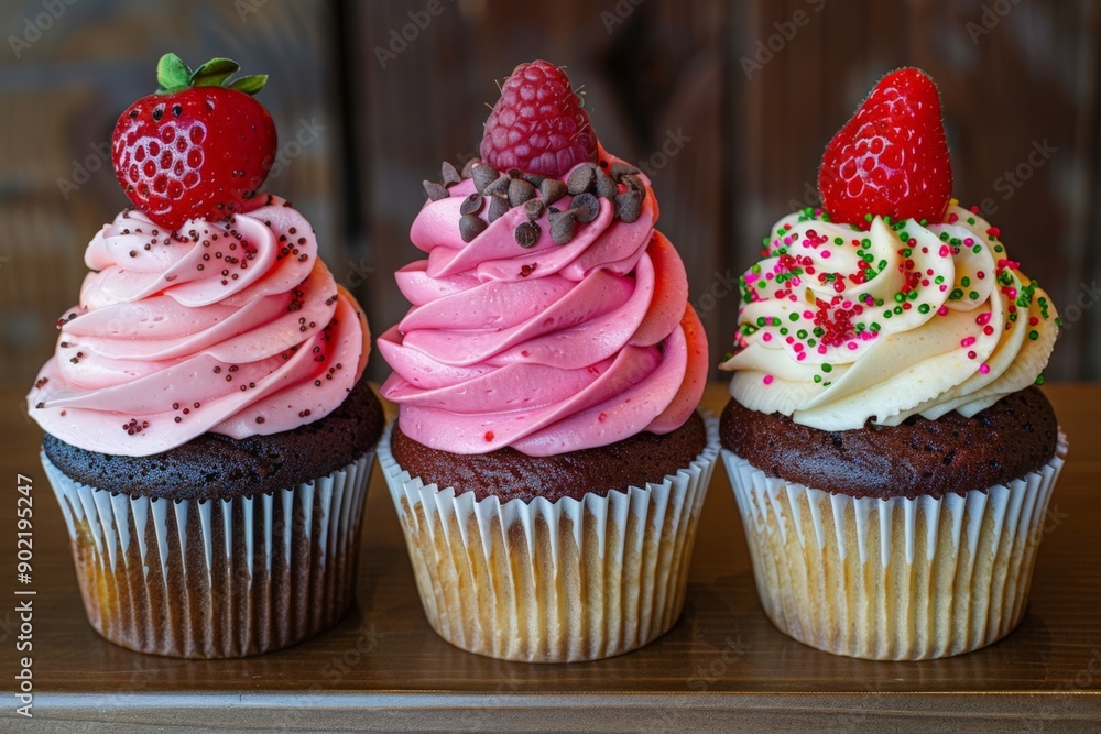 Festive Cupcakes with Strawberries and Sprinkles Festive Cupcakes with Strawberries and Sprinkles