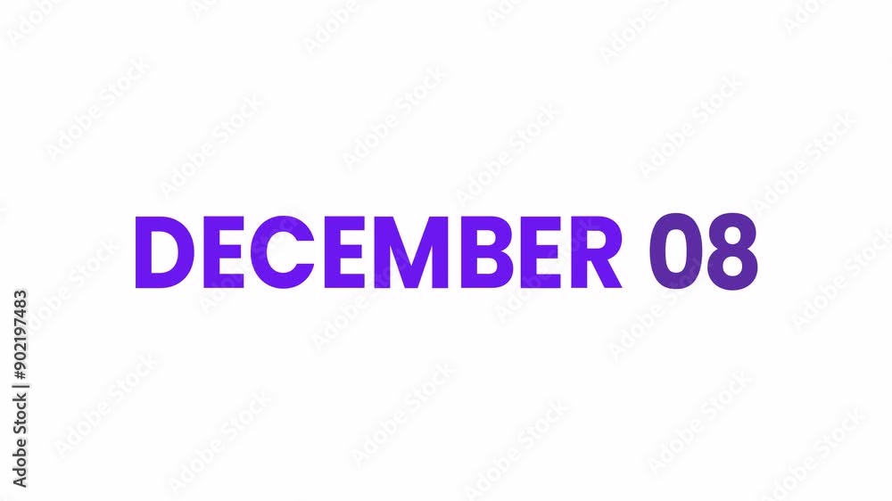8th December calendar icon animation. Alpha matte with transparent background 4K resolution. 8th December calendar icon animation. Alpha matte with transparent background 4K resolution.