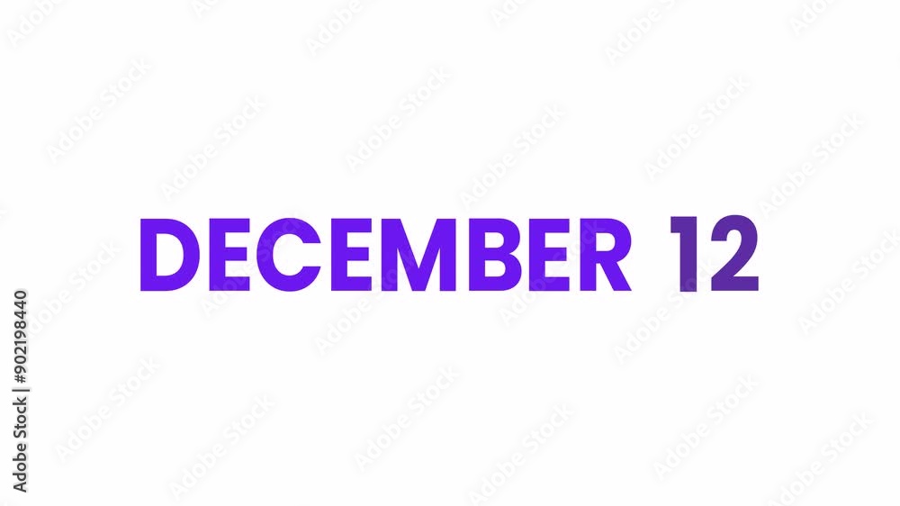 12th December calendar icon animation. Alpha matte with transparent background 4K resolution. 12th December calendar icon animation. Alpha matte with transparent background 4K resolution.