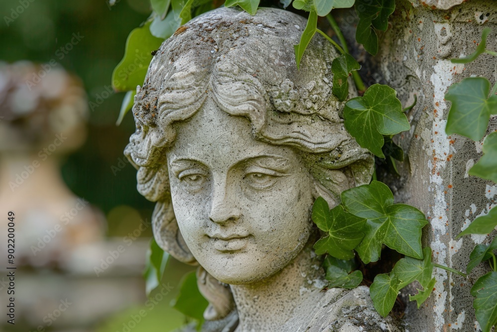 Classical Statue of a Serene Woman with Greenery Classical Statue of a Serene Woman with Greenery