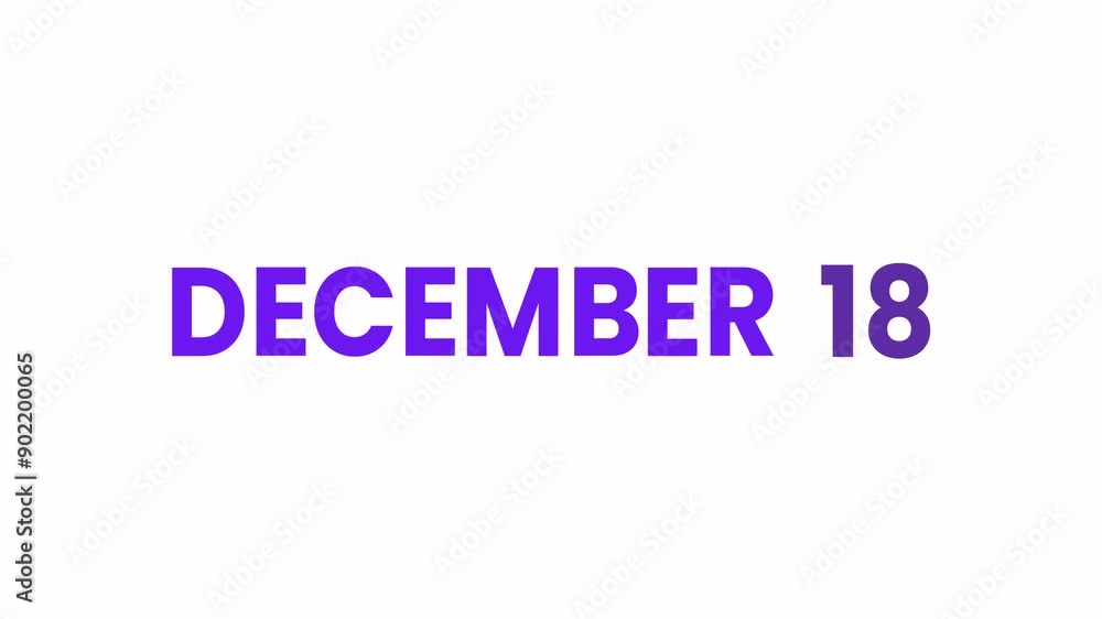 18th December calendar icon animation. Alpha matte with transparent background 4K resolution. 18th December calendar icon animation. Alpha matte with transparent background 4K resolution.