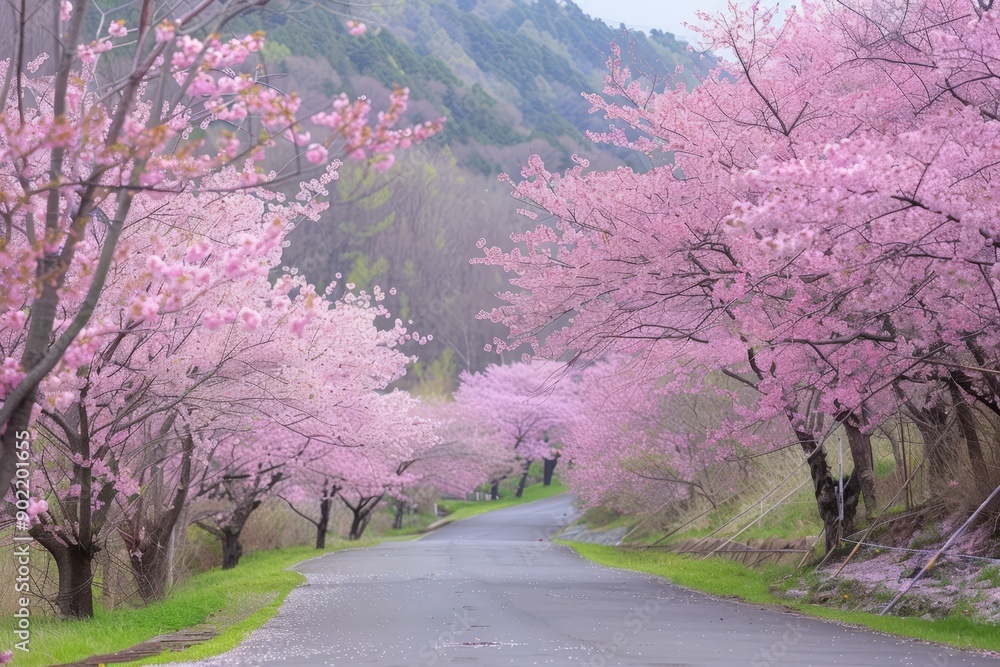 Blossoming Orchard Pathway through a Forest Blossoming Orchard Pathway through a Forest
