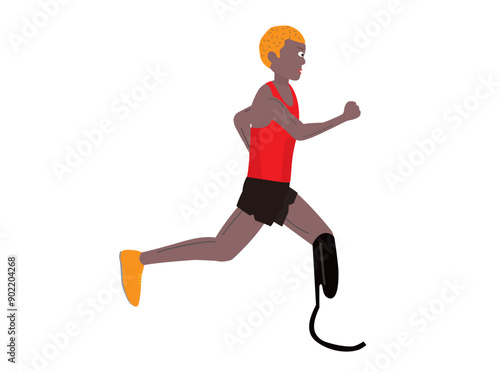 義足を使って走っている障がい者のランナーのイラストです。