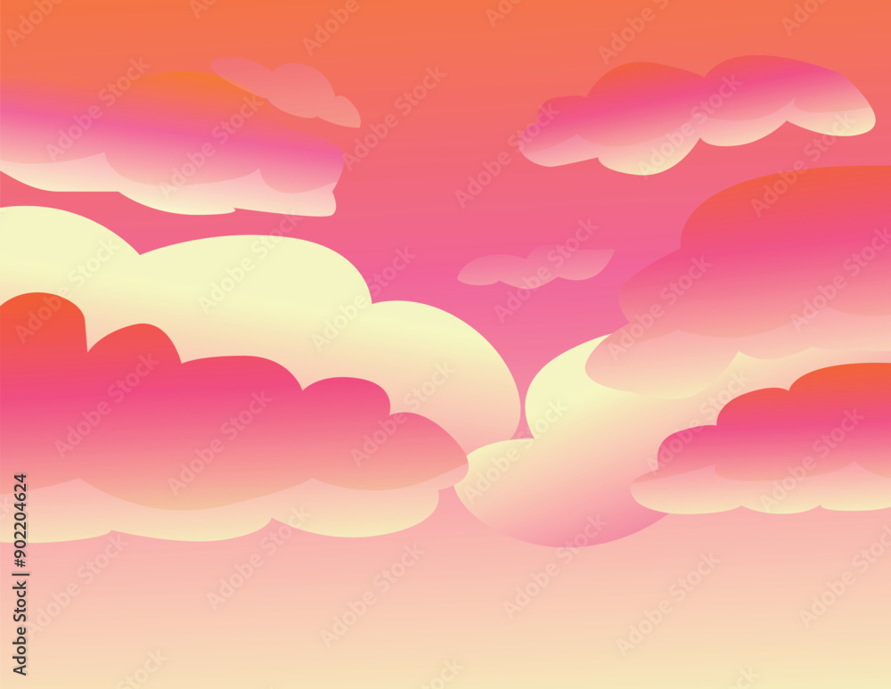 Beautiful sky filled with pink and yellow clouds Beautiful sky filled with pink and yellow clouds