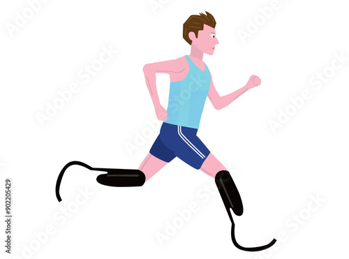 義足を使って走っている障がい者のランナーのイラストです。