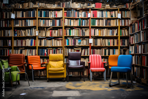 Stark Solitude: Haunting Beauty of Empty Bookstore in Low Light