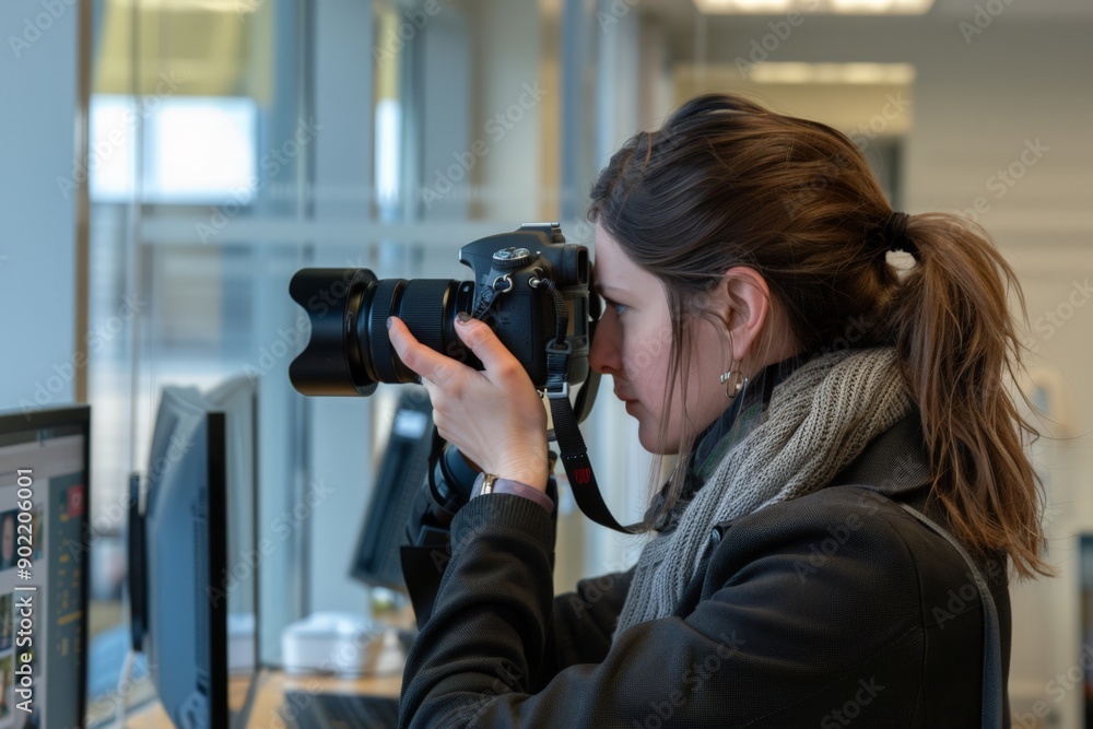 Woman Taking Photograph with DSLR Camera Woman Taking Photograph with DSLR Camera
