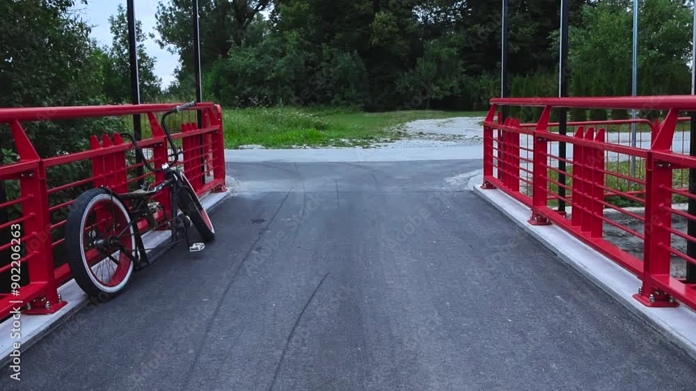 Mtb Feature Railing Footage features a chopper style bike or a bicycle with whitewall ...