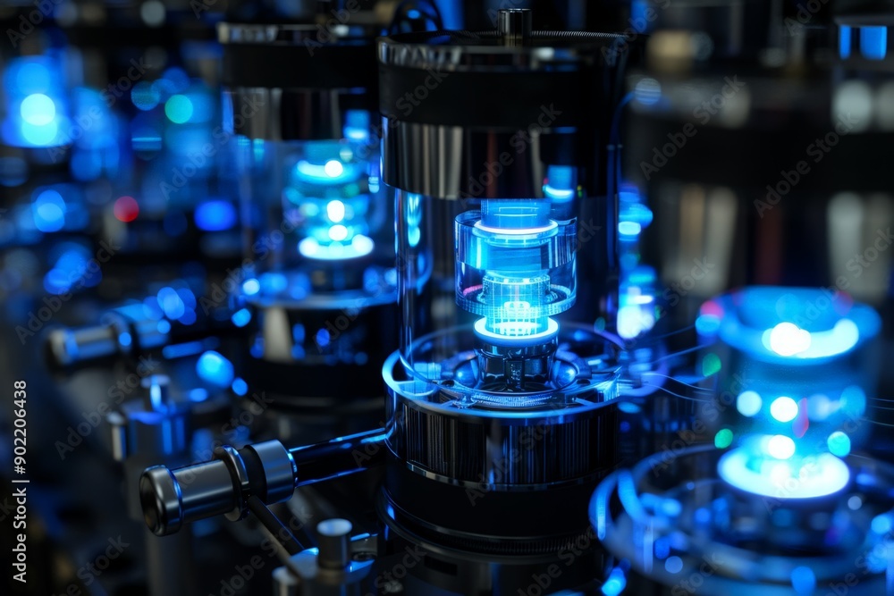 Glowing Blue Microchip Array Glowing Blue Microchip Array