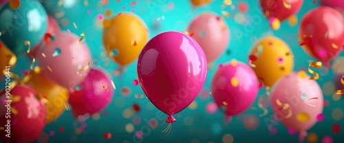 Wallpaper Mural Close-Up Of A Birthday Balloon, Adding A Festive Touch To The Background Torontodigital.ca