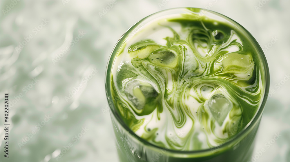 Iced Matcha Latte with Creamy Swirls in a Glass, Capturing the Vibrant Green and Refreshing Layers. A Delicious and Energizing Drink Perfect for Health Enthusiasts. Image made using Generative AI Iced Matcha Latte with Creamy Swirls in a Glass, Capturing the Vibrant Green and Refreshing Layers. A Delicious and Energizing Drink Perfect for Health Enthusiasts. Image made using Generative AI