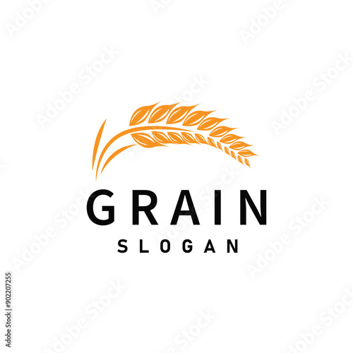 Organic Rice Wheat Logo Agriculture Crop Bread Material Design Design Retro Vintage