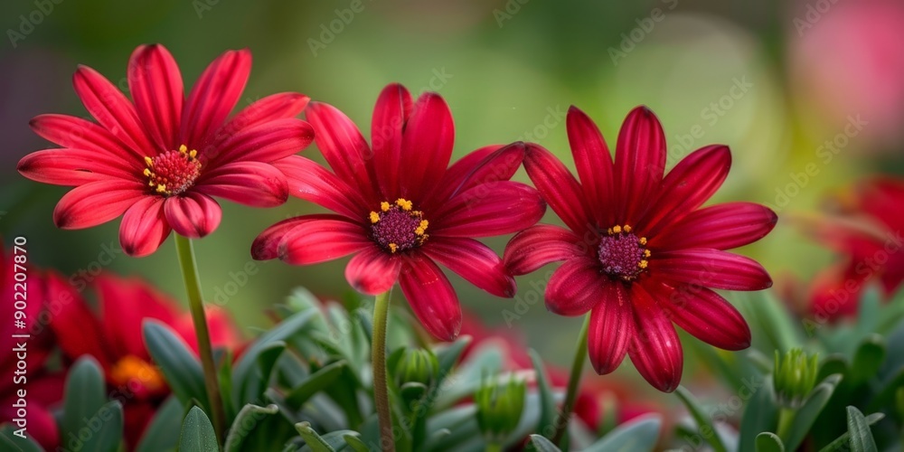 Vibrant Red Flowers in a Garden Vibrant Red Flowers in a Garden