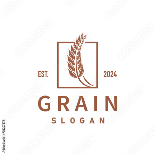 Organic Rice Wheat Logo Agriculture Crop Bread Material Design Design Retro Vintage