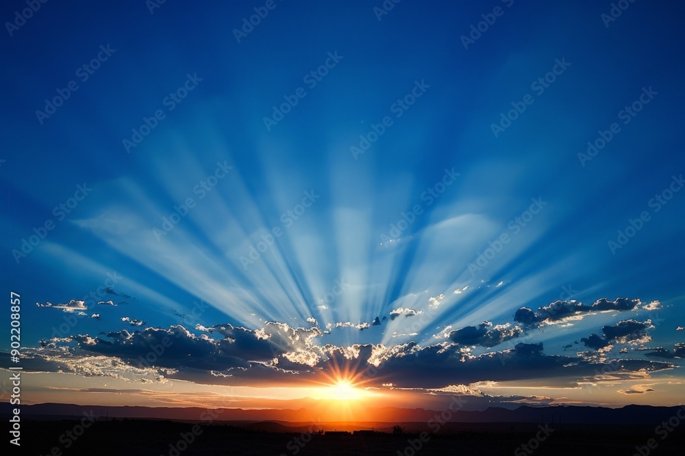 Fototapeta premium Radiant Sunset Over Mountains
