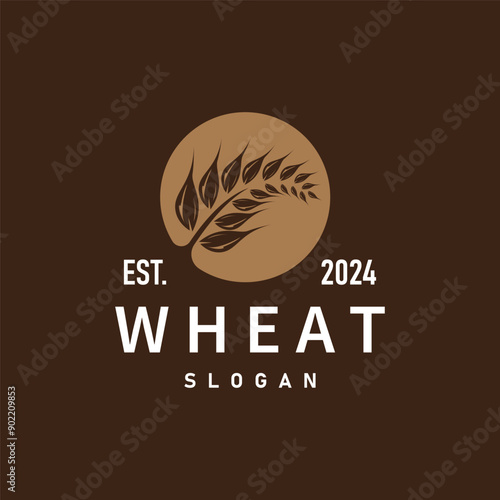Organic Rice Wheat Logo Agriculture Crop Bread Material Design Design Retro Vintage