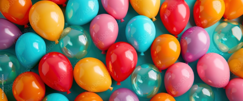 Multi-Colored Balloons As Background, Evoking Festivity And Joy Multi-Colored Balloons As Background, Evoking Festivity And Joy
