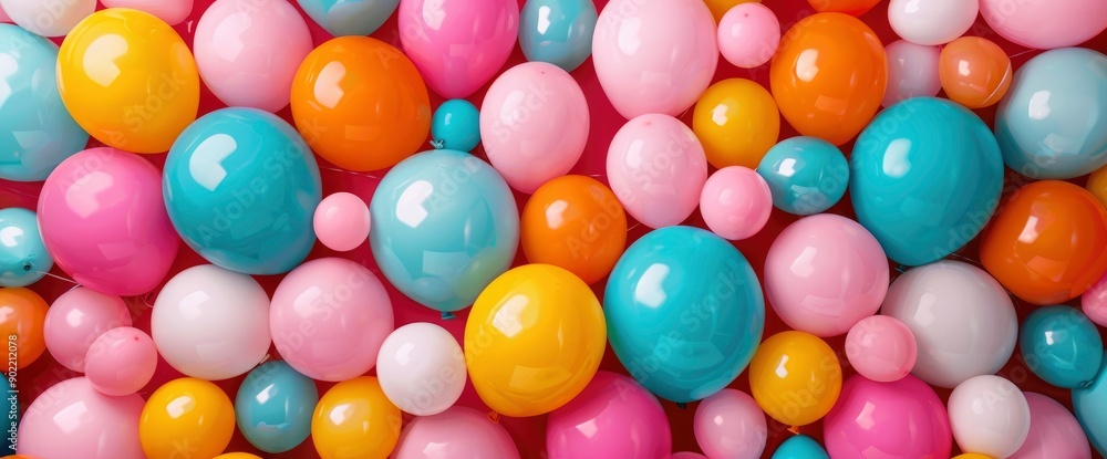 Multi-Colored Balloons As Background, Evoking Festivity And Joy Multi-Colored Balloons As Background, Evoking Festivity And Joy
