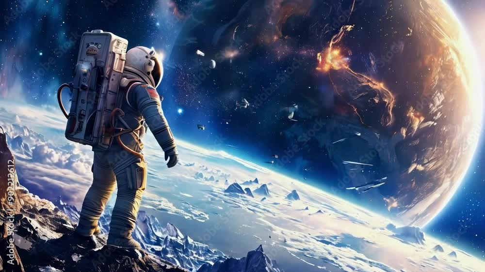 Astronauts are floating in outer space Astronauts are floating in outer space