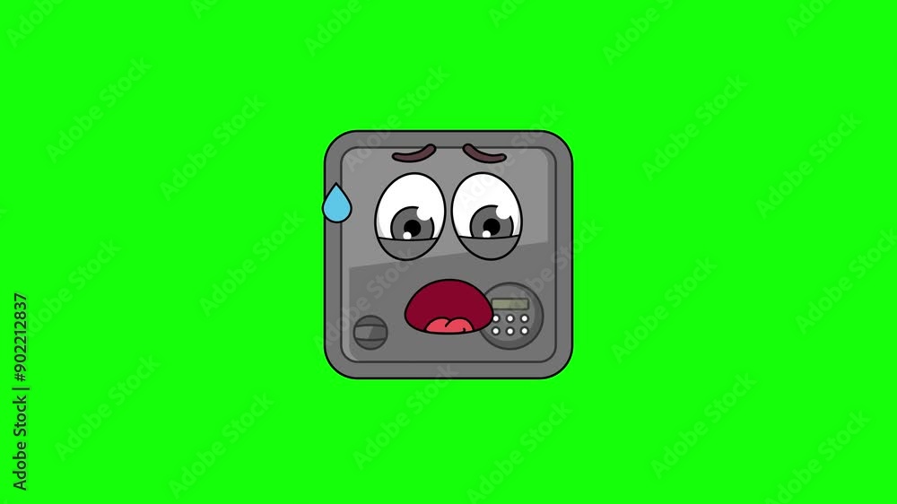 safe box emoticon with an expression of sweltering, hot, sweating safe box emoticon with an expression of sweltering, hot, sweating