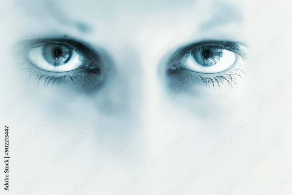 Intense Eyes of a Mysterious Figure in a Dark Room Intense Eyes of a Mysterious Figure in a Dark Room
