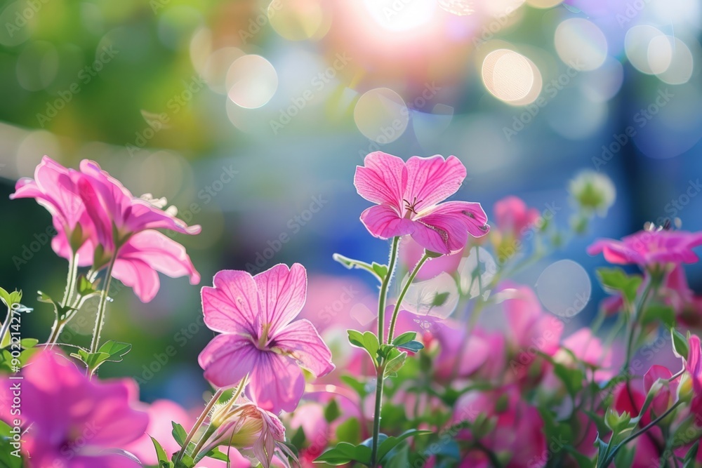 Vibrant Pink Flowers in a Garden