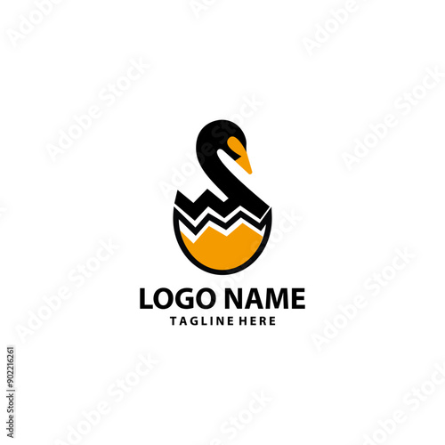 goose eggs hatch logo design vector