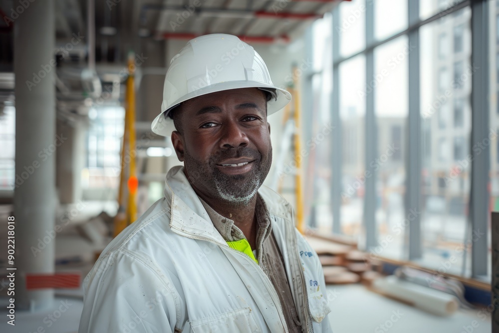 Construction Worker in Safety Gear Construction Worker in Safety Gear