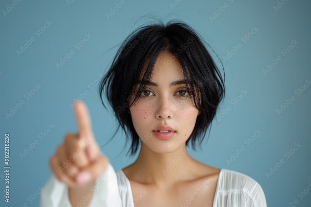 Female Model Pointing Finger Female Model Pointing Finger