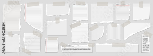 ripped block grid and rulled paper pages torn blocks white with tapes