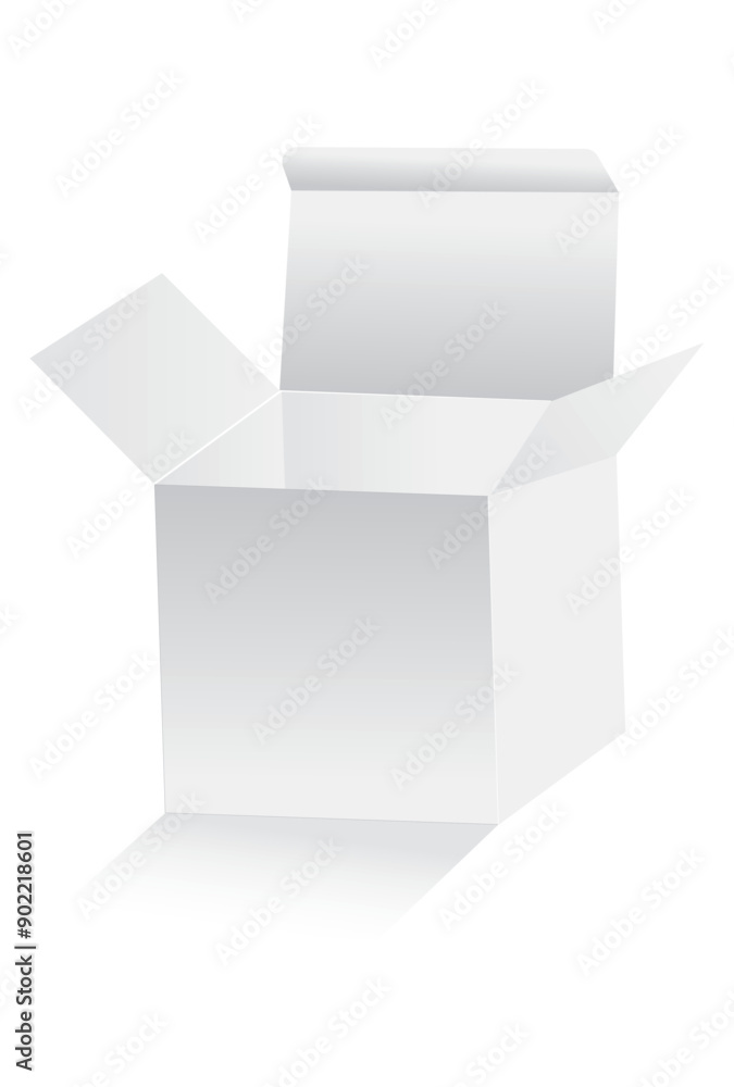 Mockup box in white color, open package mockup box illustration Mockup box in white color, open package mockup box illustration