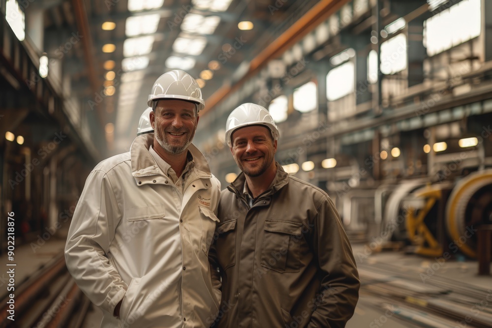 Two Construction Workers in a Factory Two Construction Workers in a Factory