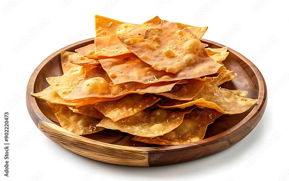 Plate of tasty Papad with on white background. Plate of tasty Papad with on white background.