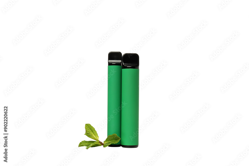 PNG, Green electronic cigarettes, isolated on white background PNG, Green electronic cigarettes, isolated on white background