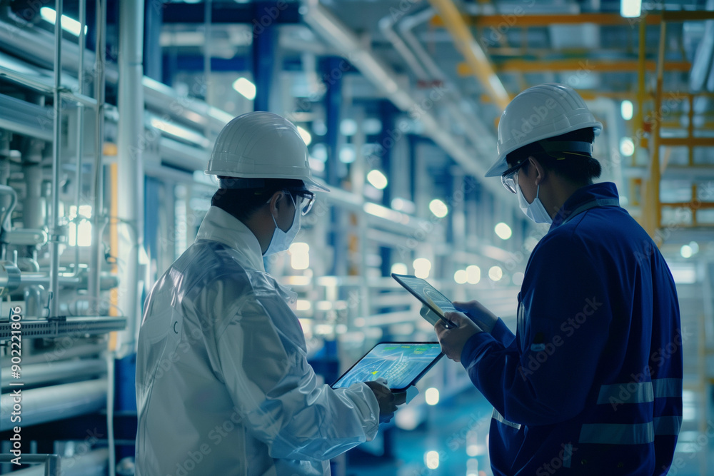 factory engineer working on Ai technology touch screen factory engineer working on Ai technology touch screen