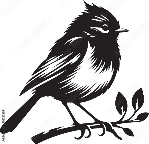 American Robin Black Vector art White Background Free Download