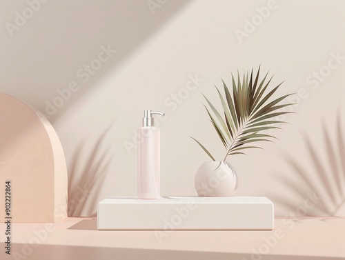 Wallpaper Mural Sleek skincare mockup, serene minimalism, pastel backdrop, showcasing luxury in simplicity Torontodigital.ca