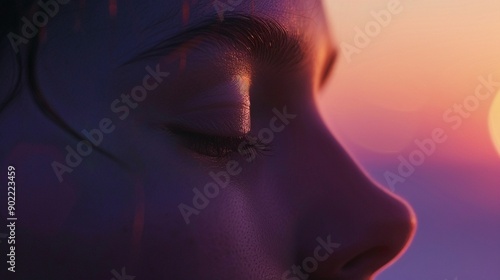 Gentle facial toners, soft zigzag alignment, over a backdrop of dawns first light photo