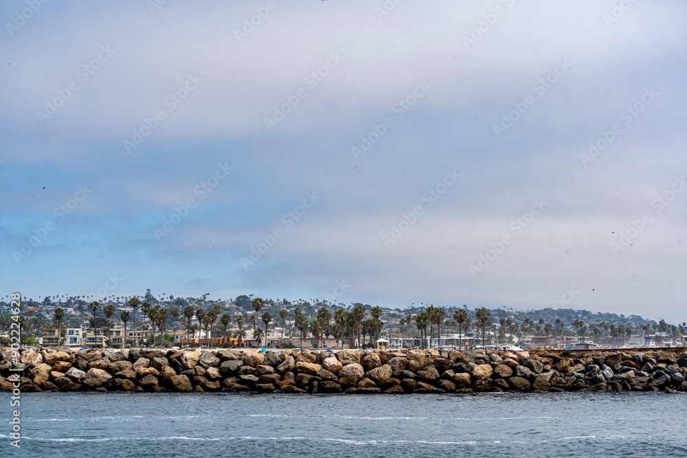 Mission Beach at Mission Bay in San Diego, CA on a Warm Summer Day