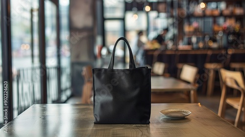 Wallpaper Mural Tote bag in a minimalist cafe setting, coffee culture chic Torontodigital.ca