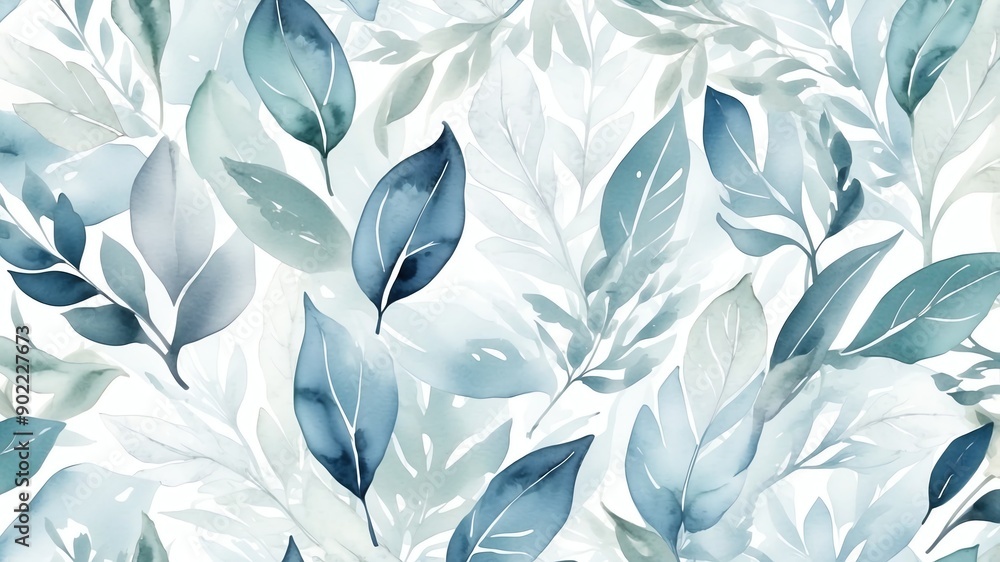 Fototapeta premium white watercolor leaves abstract background copy space backdrop art