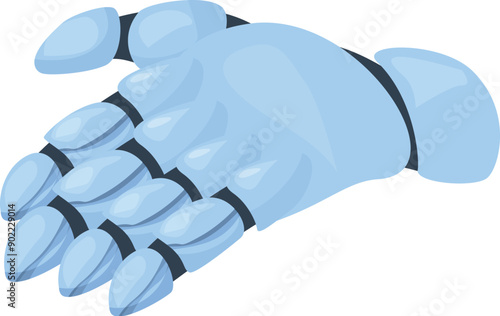 Blue robot hand offering handshake in friendly gesture